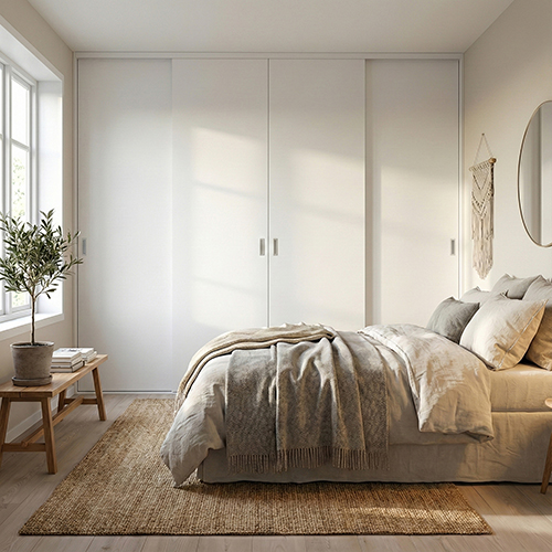 Mogensen Plano skjutdörrar att på mått till för garderob med 4 dörrar - Total bredd 308 till 387 cm.