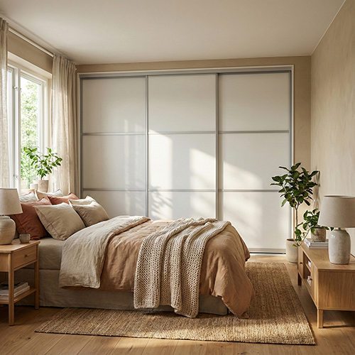 Mogensen Slimline skjutdörrar på mått till garderober med 3 dörrar - Total bredd 144 till 192 cm.